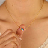 925 Sterling Silver Evil Eye Cross Link Chain Necklace