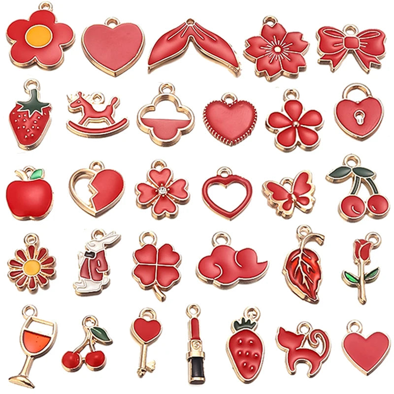 30pcs Enamel Charms Pendants DIY Jewelry Making Accessories