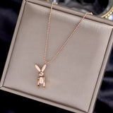 Mobile Rabbit Pendant Necklace 316L Titanium Steel Jewelry Woman Gift