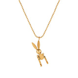 Mobile Rabbit Pendant Necklace 316L Titanium Steel Jewelry Woman Gift