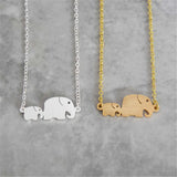 Mom Baby Elephant Necklace Personalized Mother's Gift Engraved Initials Name