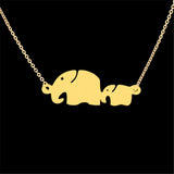 Mom Baby Elephant Necklace Personalized Mother's Gift Engraved Initials Name