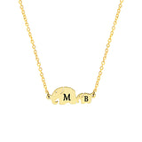Mom Baby Elephant Necklace Personalized Mother's Gift Engraved Initials Name