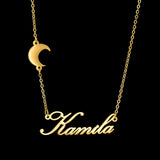Moon Nameplate Pendant Necklace Stainless Steel Chain for Women