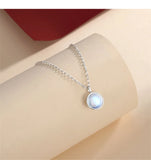 Moonstone Round Pendant Necklace Deer Star Choker 925 Silver Chain Girls Gift