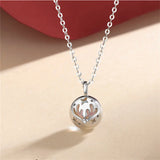 Moonstone Round Pendant Necklace Deer Star Choker 925 Silver Chain Girls Gift