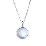 Moonstone Round Pendant Necklace Deer Star Choker 925 Silver Chain Girls Gift
