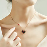 Mouse Necklace Women Bow Titanium Steel Pendant Crystals Cartoon Charm Jewelry