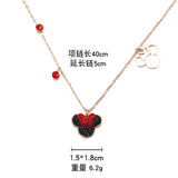 Mouse Necklace Women Bow Titanium Steel Pendant Crystals Cartoon Charm Jewelry