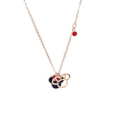 Mouse Necklace Women Bow Titanium Steel Pendant Crystals Cartoon Charm Jewelry
