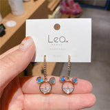 Anime Bear Crystals Earrings Dangle Classic Jewelry For Women