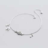 Music Note 925 Silver Anklets For Women Barefoot Leg Chain Ankle Bracelet