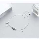Music Note 925 Silver Anklets For Women Barefoot Leg Chain Ankle Bracelet