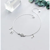 Music Note 925 Silver Anklets For Women Barefoot Leg Chain Ankle Bracelet