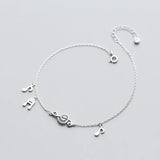 Music Note 925 Silver Anklets For Women Barefoot Leg Chain Ankle Bracelet