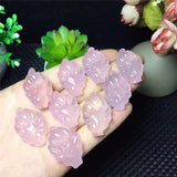 Rose Quartz Crystal Nine Tailed Fox Hand Carved Love Figurine