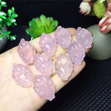 Rose Quartz Crystal Nine Tailed Fox Hand Carved Love Figurine