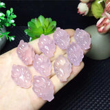 Rose Quartz Crystal Nine Tailed Fox Hand Carved Love Figurine