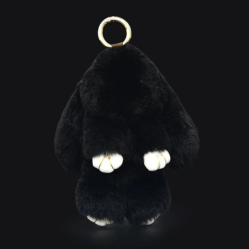Rabbit Fur Pom Pom Bunny Keychain Fluffy Rabbits Key Chain
