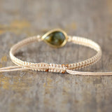 Labradorite Friendship Bracelet Natural Stone Teardrop Charm Macrame Bracelet