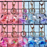 Ocean Animal Doll Liquid Keychain Heart Shape Moving Liquid Keyring