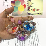 Ocean Animal Doll Liquid Keychain Heart Shape Moving Liquid Keyring