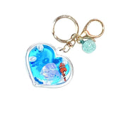 Ocean Animal Doll Liquid Keychain Heart Shape Moving Liquid Keyring