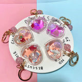 Ocean Animal Doll Liquid Keychain Heart Shape Moving Liquid Keyring