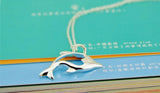 925 Sterling Silver Ocean Fish Pendant Necklace Hollow Dolphin Choker
