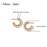 C Shape Pearl Earrings for Women Girls
