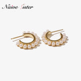 C Shape Pearl Earrings for Women Girls