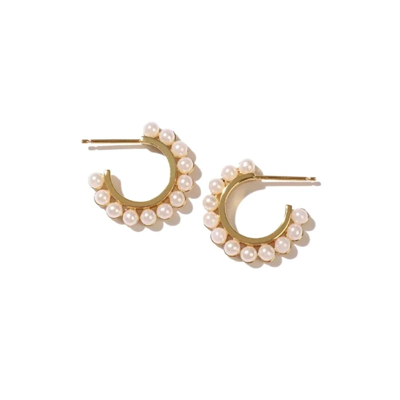 C Shape Pearl Earrings for Women Girls