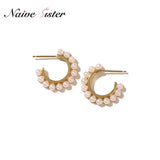 C Shape Pearl Earrings for Women Girls