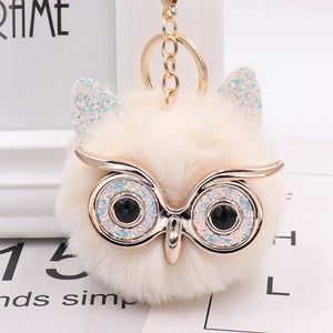 Owl Keychain Rabbit Pom-pom Key Ring Bag Pendant