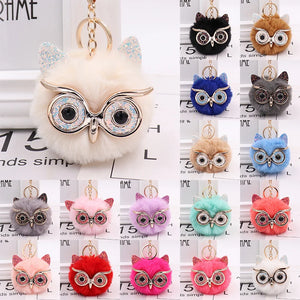 Owl Keychain Rabbit Pom-pom Key Ring Bag Pendant