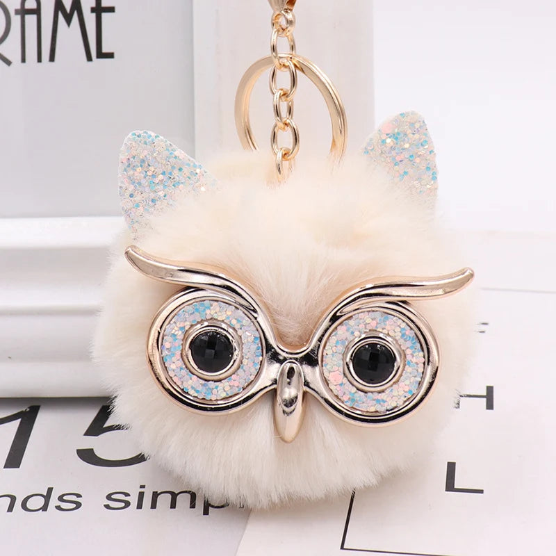 Owl Keychain Rabbit Pom-pom Key Ring Bag Pendant