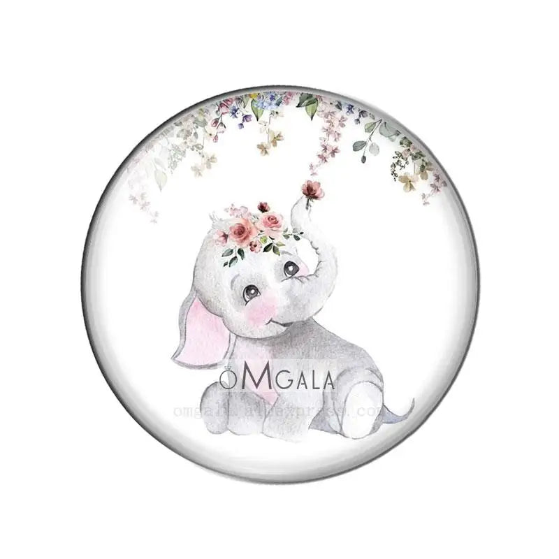 Elephant Artist Glass Cabochons Children Birthday Gift DIY Jewelry