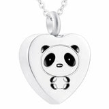 Panda Engraved Heart Urns Necklace Memorial Pendant