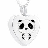 Panda Engraved Heart Urns Necklace Memorial Pendant