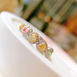 Geometric Crystal Pear Drop Silver Rings for Women