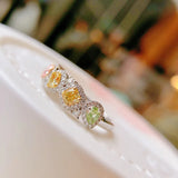 Geometric Crystal Pear Drop Silver Rings for Women