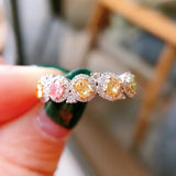 Geometric Crystal Pear Drop Silver Rings for Women