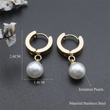 Pearl Studs Hoop Earrings Stainless Steel Minimalist Tiny Hoops Wedding Gift