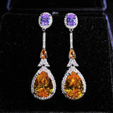 Pendant Crystal Earrings Silver Yellow Water Drop Charm Earring