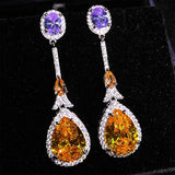 Pendant Crystal Earrings Silver Yellow Water Drop Charm Earring