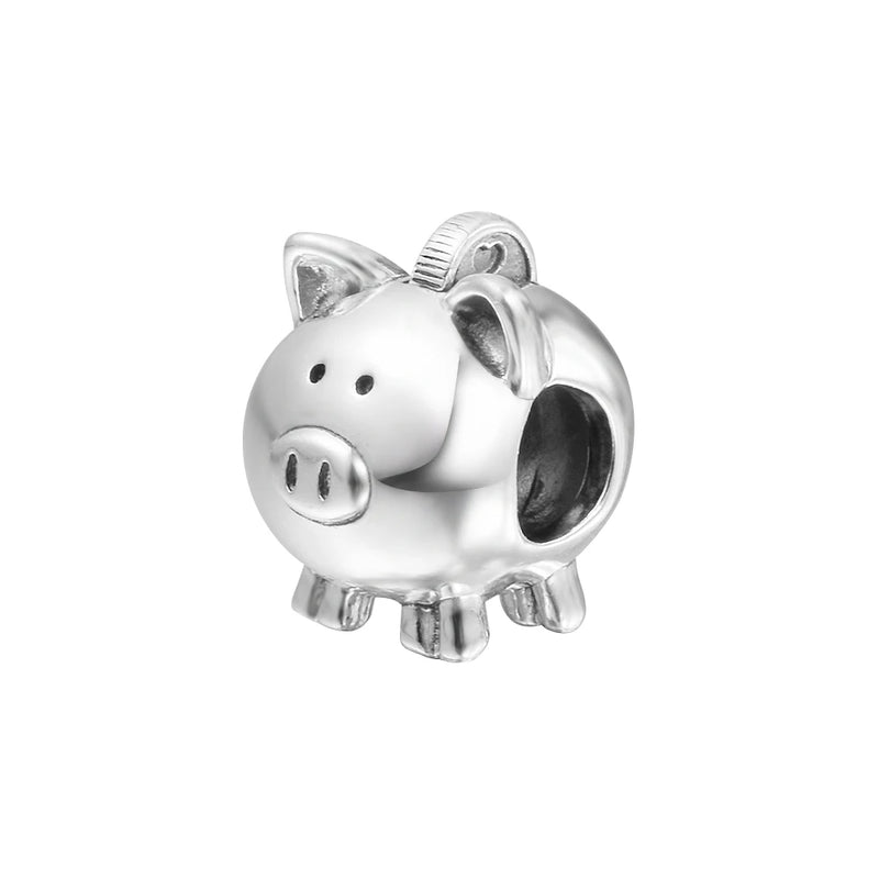 Autumn Piggy Bank Charm Sterling Silver Beads for DIY Bracelets