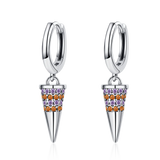 Pink Beetle 925 Sterling Silver Hoop Earrings Zircon Inlaid Stylish Fine Jewelry
