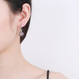 Pink Beetle 925 Sterling Silver Hoop Earrings Zircon Inlaid Stylish Fine Jewelry