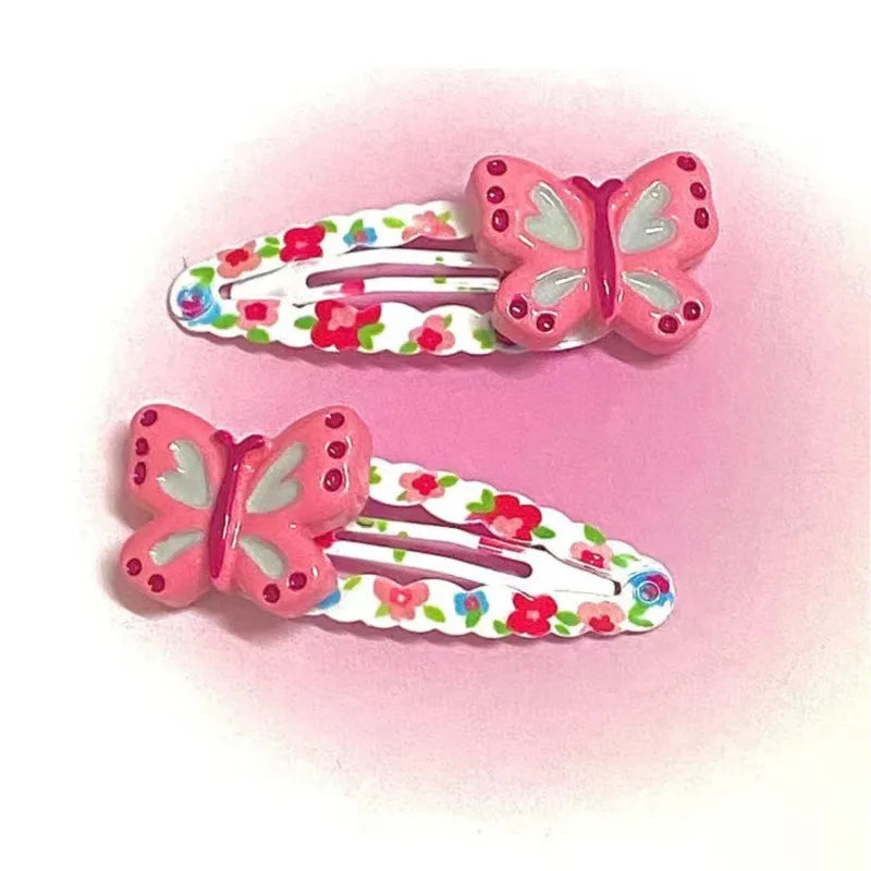 Pink Butterfly Vintage Y2k Hair Clip Flower Pattern 2000s Jewelry
