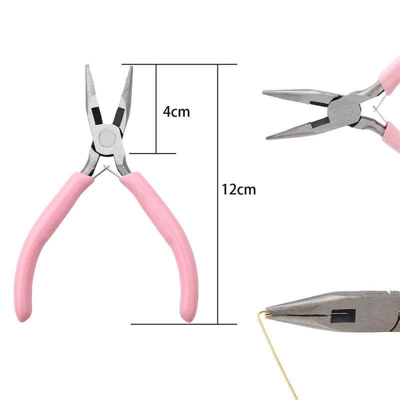 Anti-slip Pink Handle Jewelry Pliers Kit for DIY Accessory